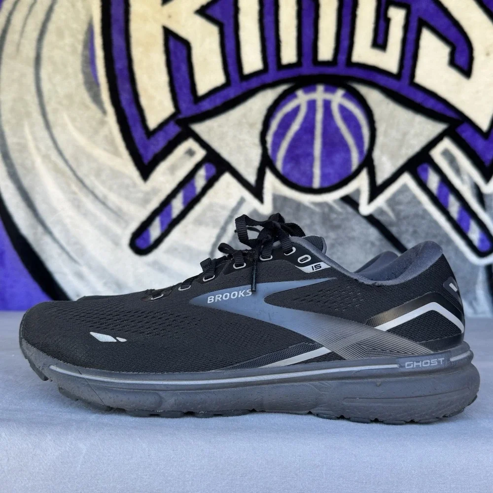 Size 12‎ - Men's Brooks Ghost 15 Running Shoes Triple Black 1103932E020